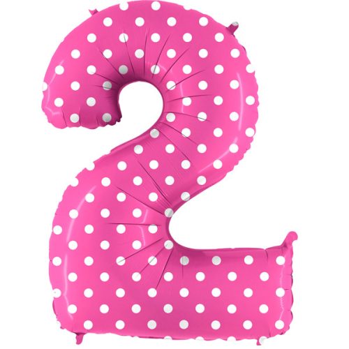 40" Pois Pink Number 2 Foil Balloon