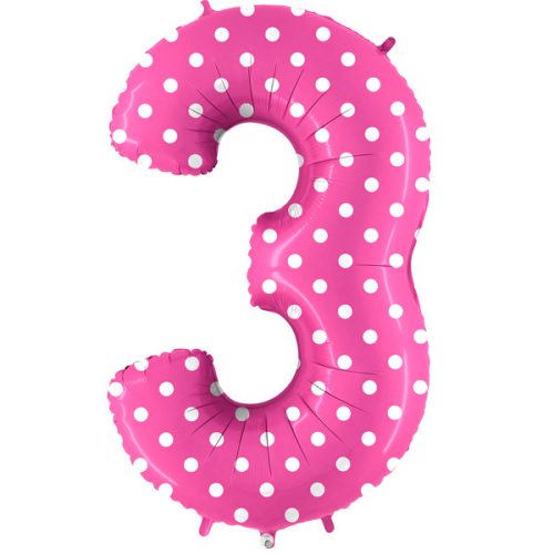 40" Pois Pink Number 3 Foil Balloon