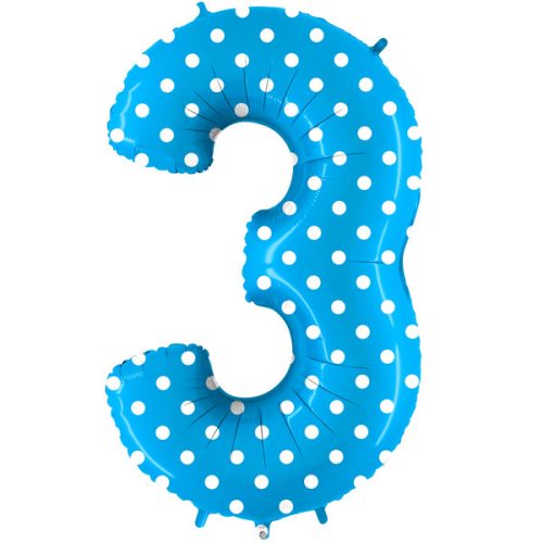 pois-turquoise-number-3 foil balloon