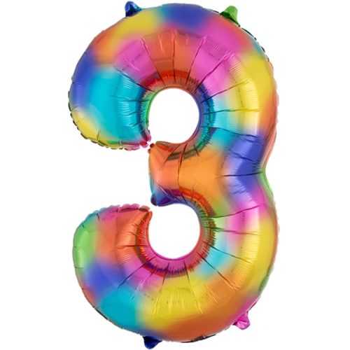 rainbow-splash-number-3 Foil Balloon