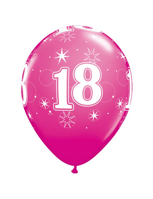 11 inch Latex Age 18 Pink Balloon