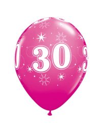 11 inch Latex Age 30 Pink Balloon