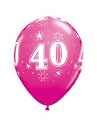 11 inch Latex Age 40 Pink Balloon