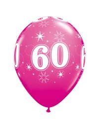 11 inch Latex Age 60 Pink Balloon