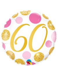 18 inch Pink and Gold Dots 60th Birthday