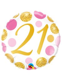 18 inch Pink and Gold Dots 21st Birthday