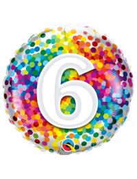 18 inch Rainbow Confetti 6th Birthday Balloon