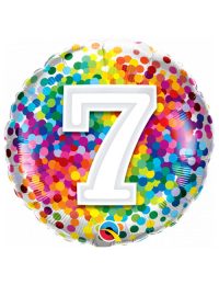 18 inch Rainbow Confetti 7th Birthday Balloon