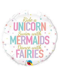 18 inch Unicorns Mermaids Fairies Balloon