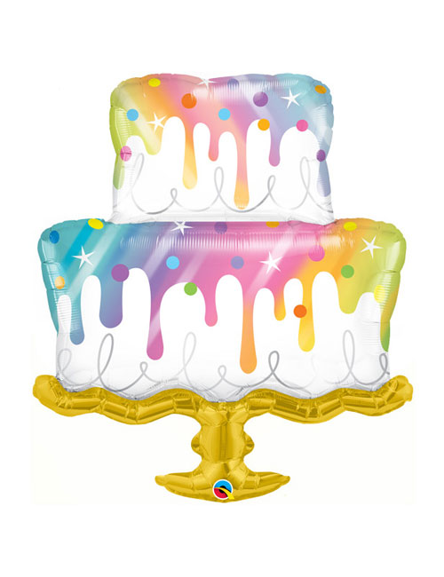 39 inch Rainbow Drip Cake Shape Balloon