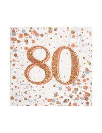 Rose Gold Fizz 80th Birthday Napkin