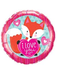 Fox Heart Love You Foil Balloon