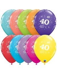 11 inch 40th Assorted Latex Balloons