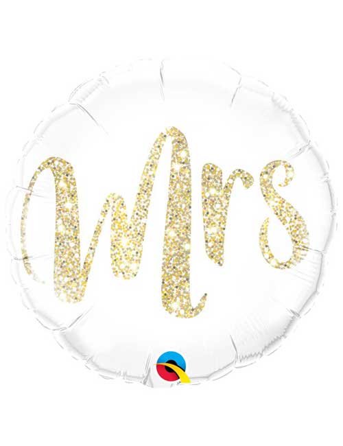 18 inch Gold Glitter Mrs Balloon