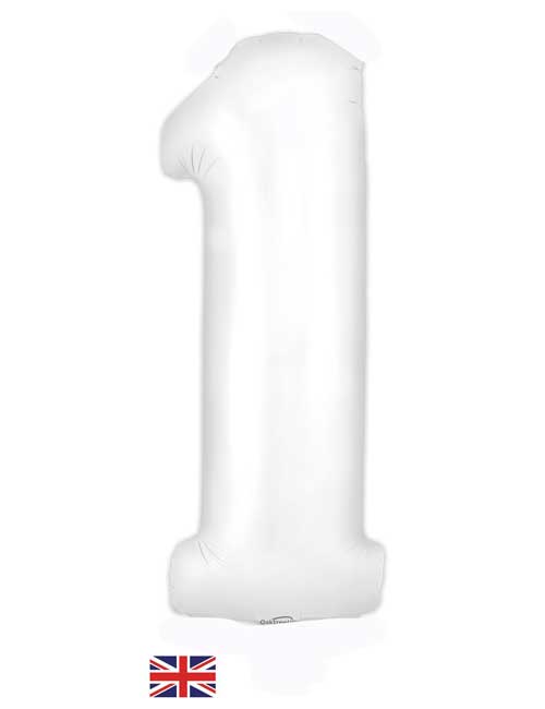 34 inch White Number 1 Balloon