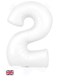 34 inch White Number 2 Balloon