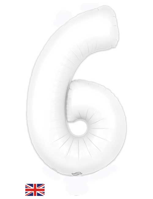 34 inch White Number 6 Balloon