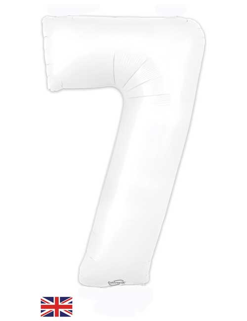 34 inch White Number 7 Balloon