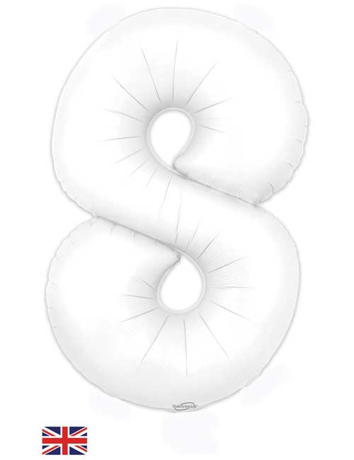 34 inch White Number 8 Balloon