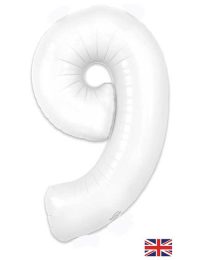 34 inch White Number 9 Balloon