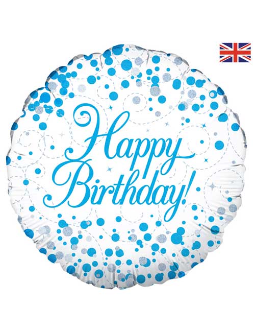 18 inch Blue Fizz Happy Birthday Balloon