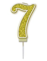 Gold Glitter Candle Number 7